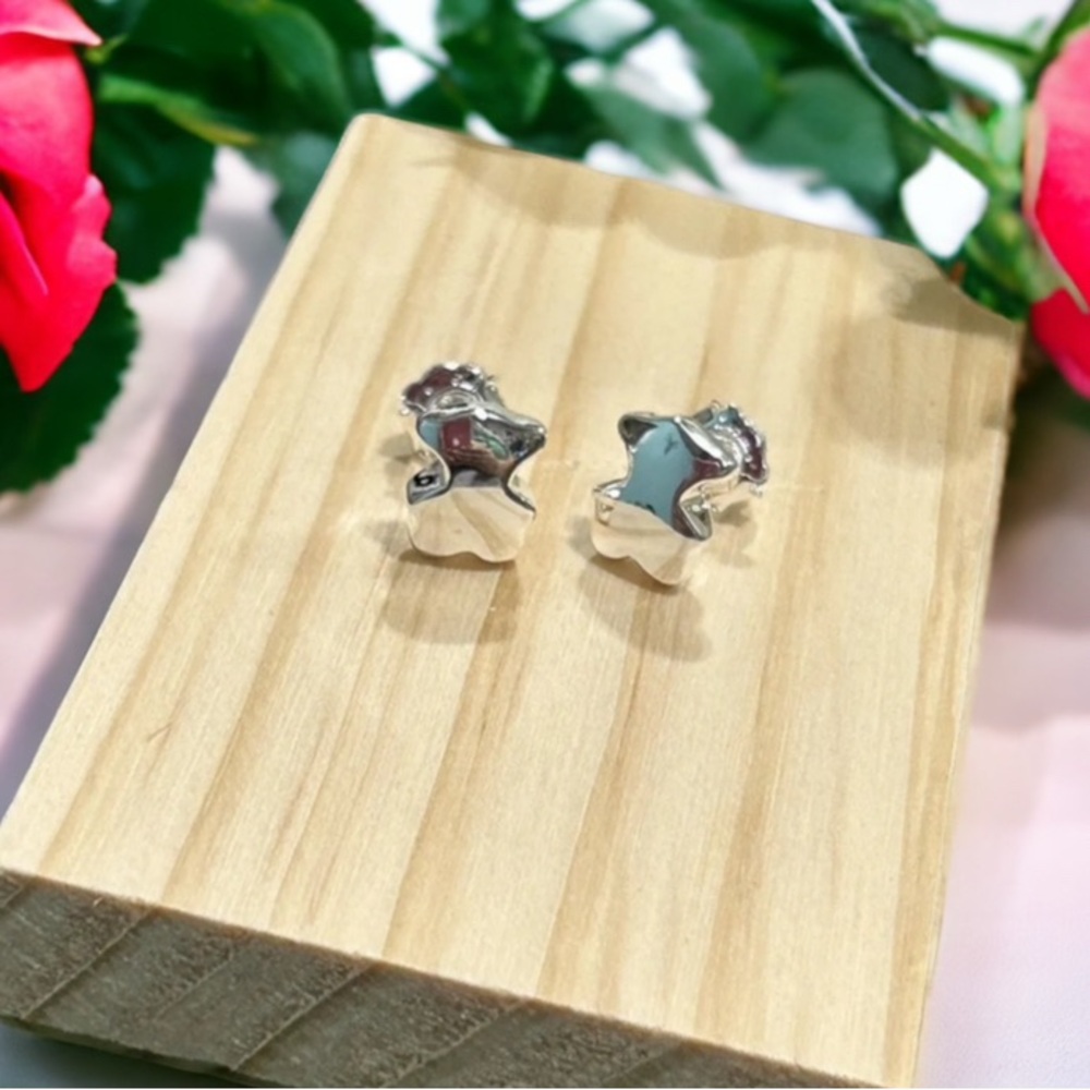 Sterling silver Star bear Earrings 925 1.1CM